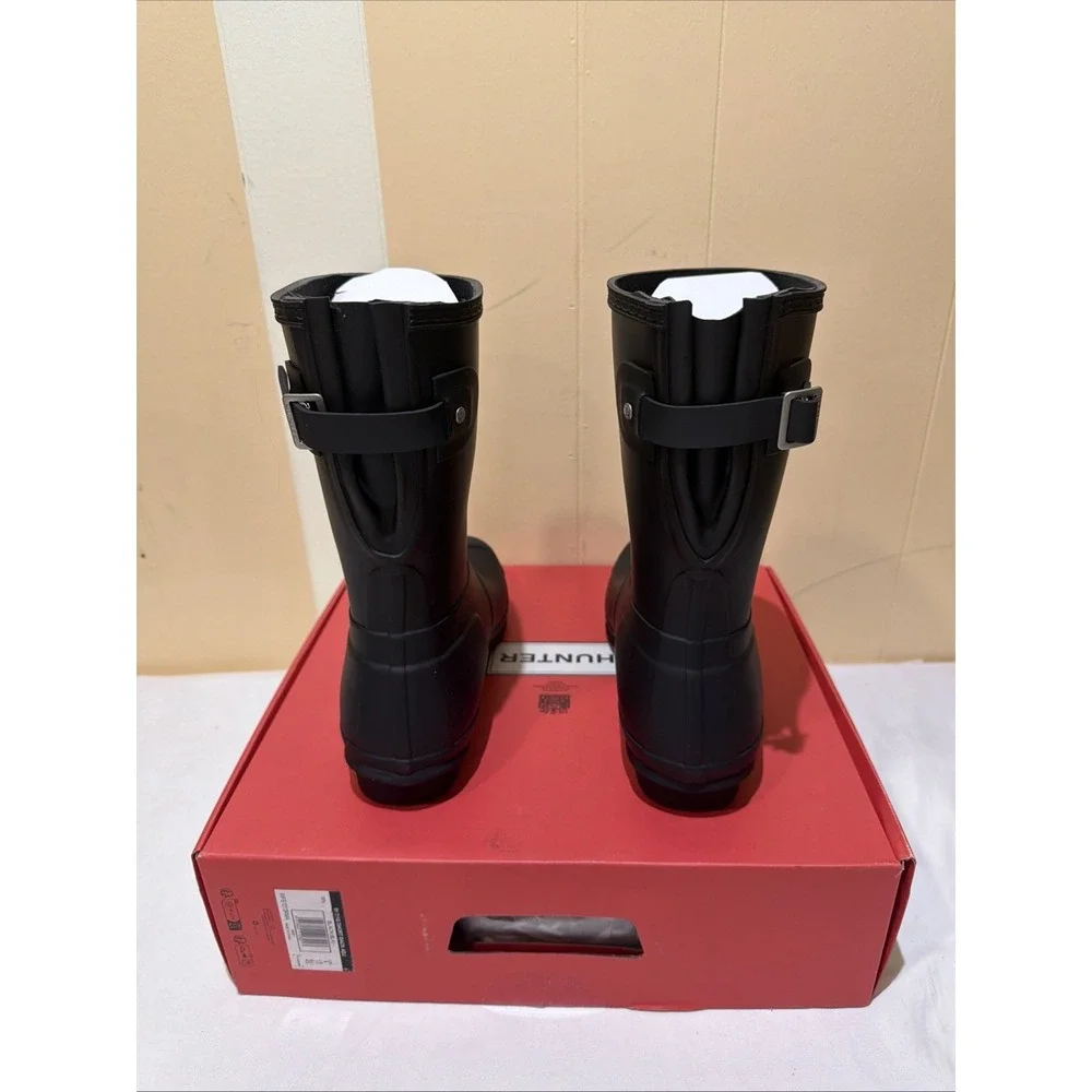 Hunter Original Women's Short Back Adjustable black Rain Boots. Size‎ US 11. New